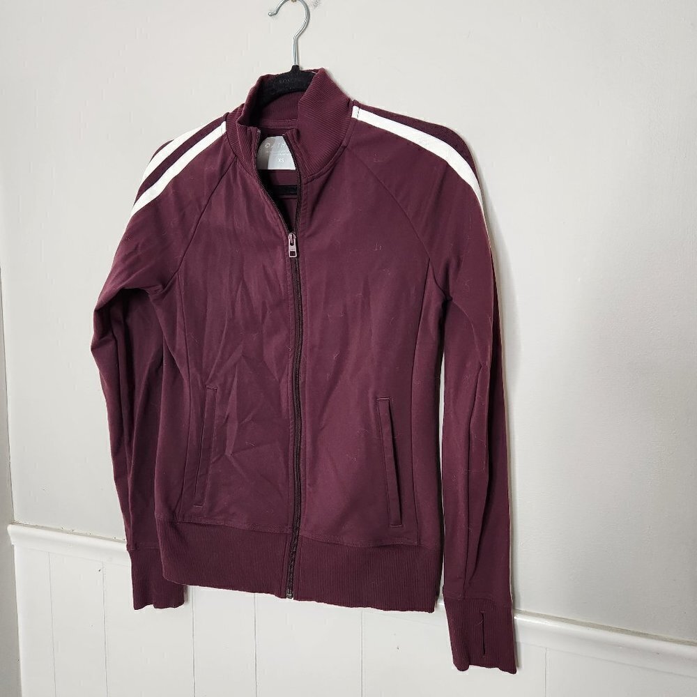 ATHLETA Circa Track Jacket Maroon White